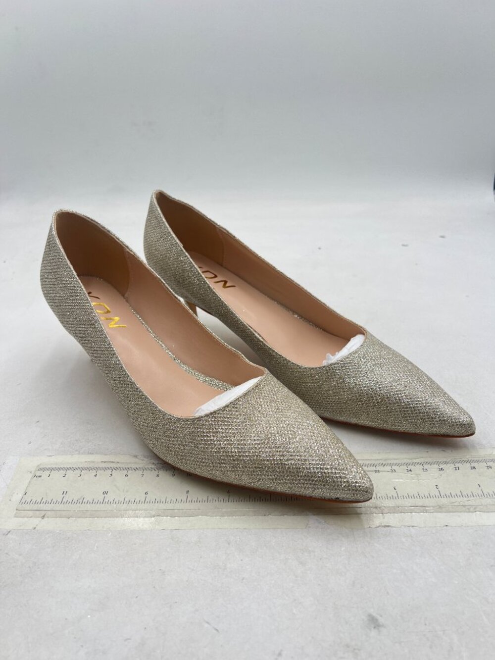 Ydn Gold Kitten Heeled Pumps Pointed Toe Dress Shoes For Office Lady View 4
